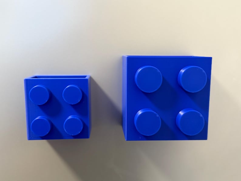 Magnetic storage box in a building block design | LEGO-inspired | 3D-printed pen holder & kitchen organizer | Refrigerator magnetic box Dunkelblau