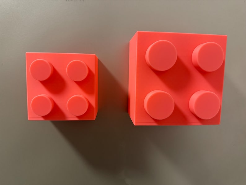 Magnetic storage box in a building block design | LEGO-inspired | 3D-printed pen holder & kitchen organizer | Refrigerator magnetic box Pink