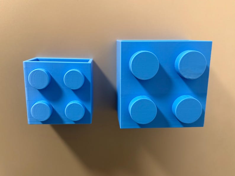 Magnetic storage box in a building block design | LEGO-inspired | 3D-printed pen holder & kitchen organizer | Refrigerator magnetic box Hellblau