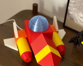 Gummi Ship Lamp from Kingdom Hearts | 3D-printed fan art figure with LED light | USB connection | Handmade | Gaming decor