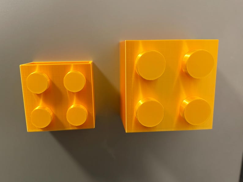 Magnetic storage box in a building block design | LEGO-inspired | 3D-printed pen holder & kitchen organizer | Refrigerator magnetic box Gold