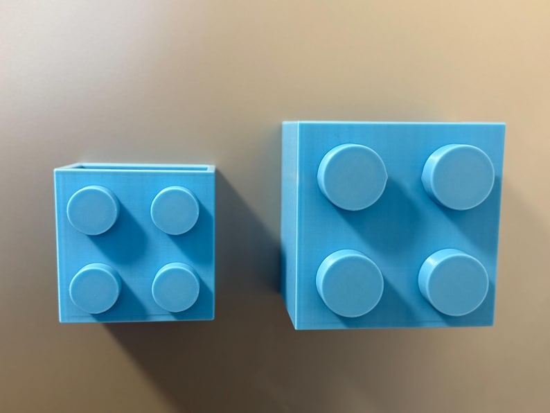 Magnetic storage box in a building block design | LEGO-inspired | 3D-printed pen holder & kitchen organizer | Refrigerator magnetic box Leuchtend Blau