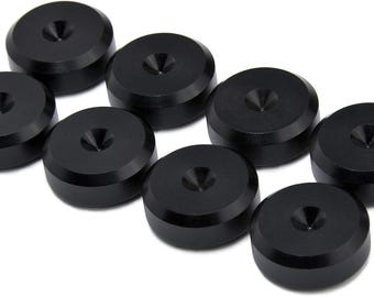Speaker Spike Pads | Ø20 mm x 8 mm | Black Anodized Aluminium | Chamfered Edge | Set of 8 pcs