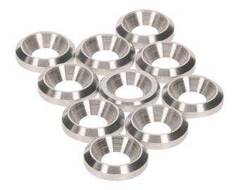 Countersunk  Washers | Aluminium | M6 | 16mm Diameter | CNC Turned Solid Metal | Set of 10