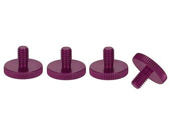 Knurled Thumb Screws | M6 x 10mm | Ø20mm Head | Aluminium Purple | Set of 4