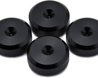 Speaker Spike Pads | Black Anodized Aluminium | 20mm Diameter x 7mm Thick | Beveled Edges | Set of 4