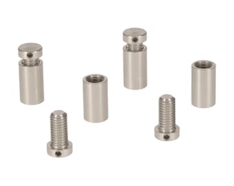 Fijaciones de montaje en pared para separadores de letreros / Aluminio anodizado plateado / Ø12 mm x 20 mm / Juego de 4