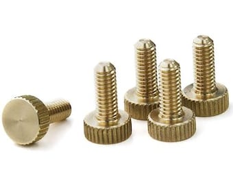 Tornillos moleteados planos de latón M3 x 10 mm, juego de 5