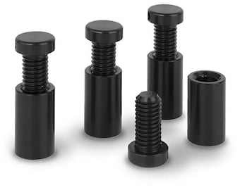 Fijaciones de montaje en pared para separadores de letreros / Aluminio anodizado negro / Diámetro de 12 mm / Juego de 4