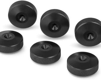 Speaker Spike Pads | Ø20 mm x 7 mm | Black Anodized Aluminium | Knurled Edge Finish | Set of 8 pcs