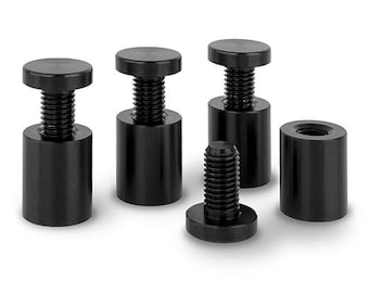 Fijaciones de montaje en pared para separadores de letreros / Aluminio anodizado negro / Juego de 4