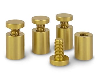 Fijaciones de montaje en pared para separadores de letreros / Aluminio anodizado dorado / Diámetro de 20 mm / Juego de 4