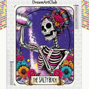 Diamond Art Kit - "The Salty Beach" Skeleton Cartoon Diamond Painting Kit Arts Craft,DIY,Decor