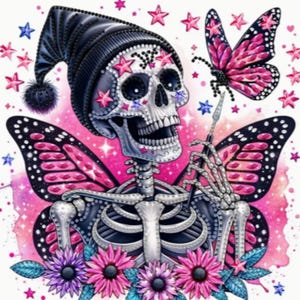 Cartoon Skull Butterfly Diamond Art Kit