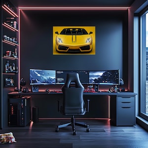 Automotive Uv Print Car,Acrylic Poster with Neon Lights,Custom LED Wall Art, Automotive Decor,High,Quality Poster, Car Love Gift,Office Deco