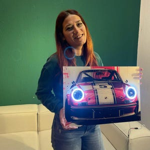 Letrero de neón para coche, letrero de neón para coche deportivo, letrero LED para coche, obra de arte para coche, letrero de neón para garaje, letrero de neón con impresión de coche, decoración de garaje, arte mural para coche, decoración mural para coche