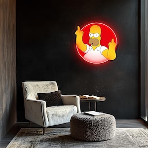 Simpson Neon Sign, Simpson Neon Decor, Uv Print Neon Sign, Home Decor, Office Decor, Gamer Gifts, Housawarming Gifts, Neon Wall Art