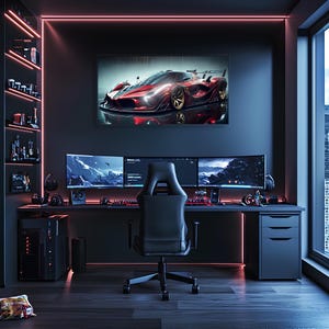 Póster acrílico con luces de neón, impresión UV, arte mural LED personalizado, decoración automotriz, póster de alta calidad, regalo para amantes de los autos, decoración de oficina.