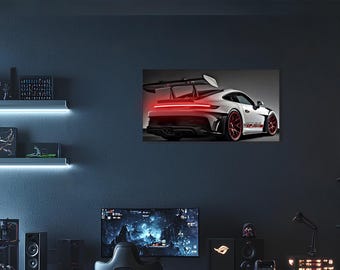 Automotive Neon Sign, LED Race Car Wall Art, UV Print Automotive Decor, Gaming Room Light, Garage Wall Sign, Man Cave Gift, Car Poster