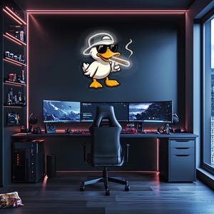 Cool Duck Plexiglass Neon Art, Duck Neon Sign, Neon Light Sign, Neon Wall Art, Neon Sign, Neon Light Sign, Neon Gifts, Gamer Gifts