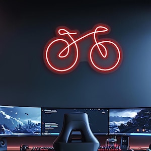 Neonreclame wanddecoratie fiets - ledlicht met rode lijnkunst voor fietsers, fietsliefhebbers en mancave - Gratis expresverzending