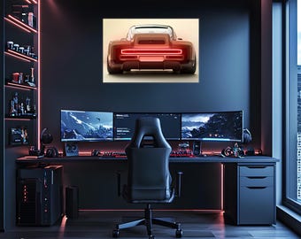 Automotive Acrylic Poster with Neon Lights, Custom LED Wall Art, Automotive Decor, High,Quality Poster, Car Lover Gift,Office Decor