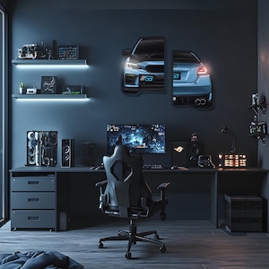 Automotive LED Neon Sign , Uv Printed Metal Wall Art for Gamers, Car Enthusiasts and  Man Cave Decor , Custom Garage Racing Light