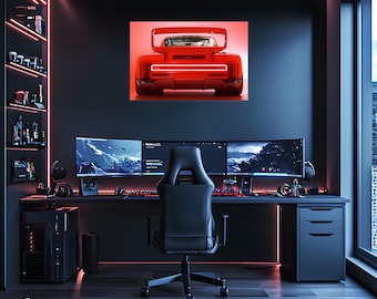 Póster acrílico con luces de neón, impresión UV, arte mural LED personalizado, decoración automotriz, póster de alta calidad, regalo para amantes de los autos, decoración de oficina.