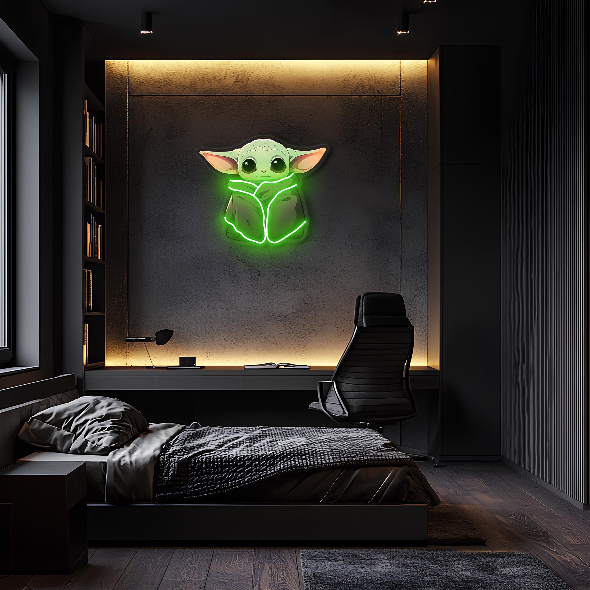 Green Glow Alien Neon Sign, LED Wall Art, Sci-fi UV Print, Aesthetic ...