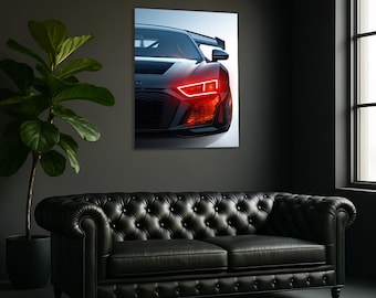 Automotive LED Neon Wall Art,Man Cave Decor,UV Printed Sports Car Sign, Luxury Racing Poster, Garage Decor, Man Cave Gift, Gaming Room Light