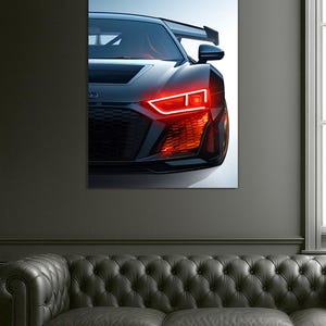 Automotive Neon  Poster with Neon Lights, Acrylic LED Wall Art, Custom Backlit Poster, Car Enthusiast Gift, High, Car wall decor