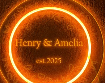 Wedding Neon Sign with Names & Est Date – LED Art for Couples, Free Ship