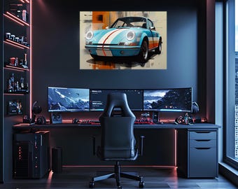 Uv Print Car, Acrylic Poster with Neon Lights, Custom LED Wall Art, Automotive Decor, High,Quality Poster, Car Lover Gift,Office Decor