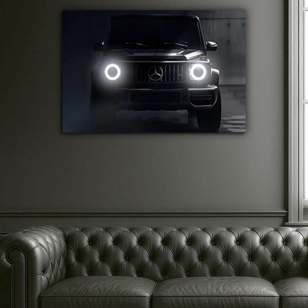Luxury SUV Neon Wall Art for Living Room Decor, Car Front View LED Sign, UV Print Automotive Wall Light, Modern Garage and Man Cave Gift