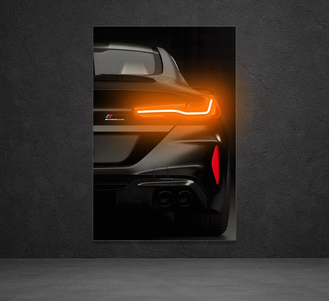Led Rear Car Sign Sport Car Rear View Neon Wall Art – LED Plexiglass Sign With Dimmer ...