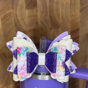 Dahlia Shimmer Tumbler Flower Straw Topper Bow
