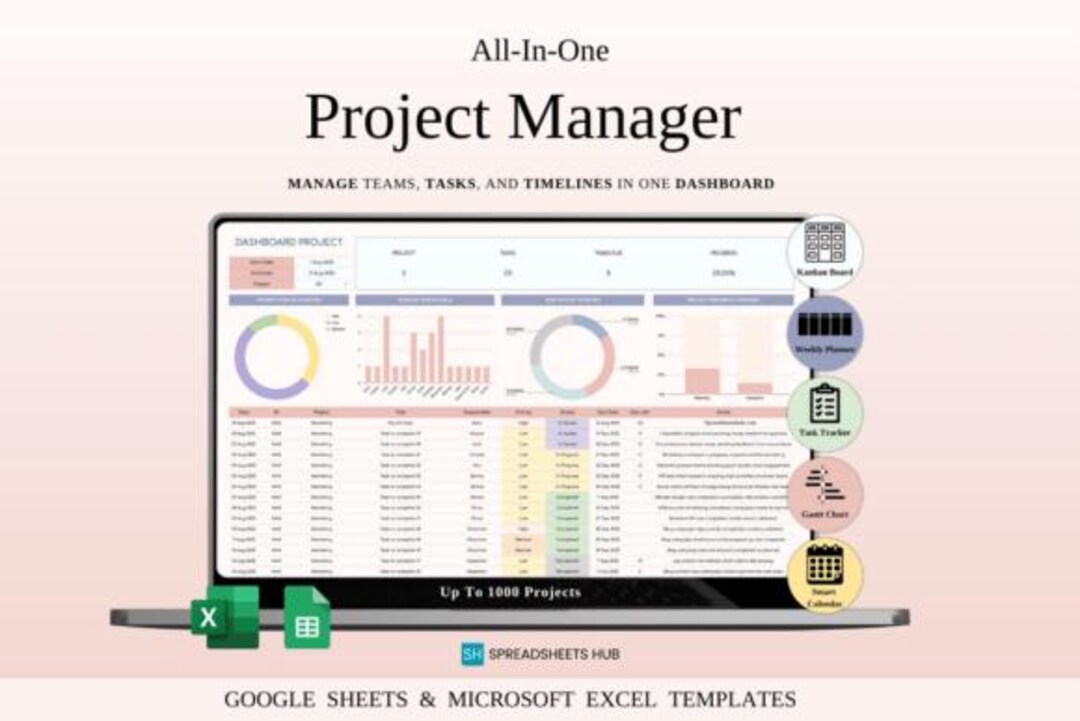 Project Management Spreadsheet Project Task Tracker Google Sheets Excel ...