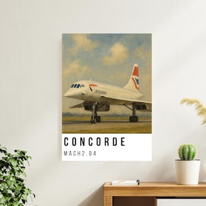 Concorde British Airways Oil Painting Poster Print Digital Download A2-A5