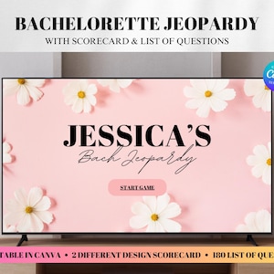 Bachelorette Jeopardy Game: bewerkbaar vrijgezellenfeest Sjablonen PowerPoint presentatie