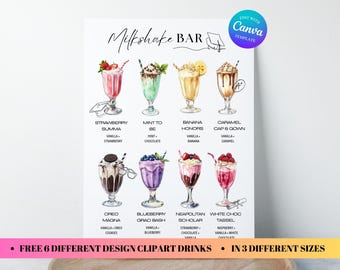 Milkshake Bar Sign Menu Graduation Party Drink Sign Custom Class of 2025 Grad Drink Station Decor Personalized Milkshake Menu Graduation