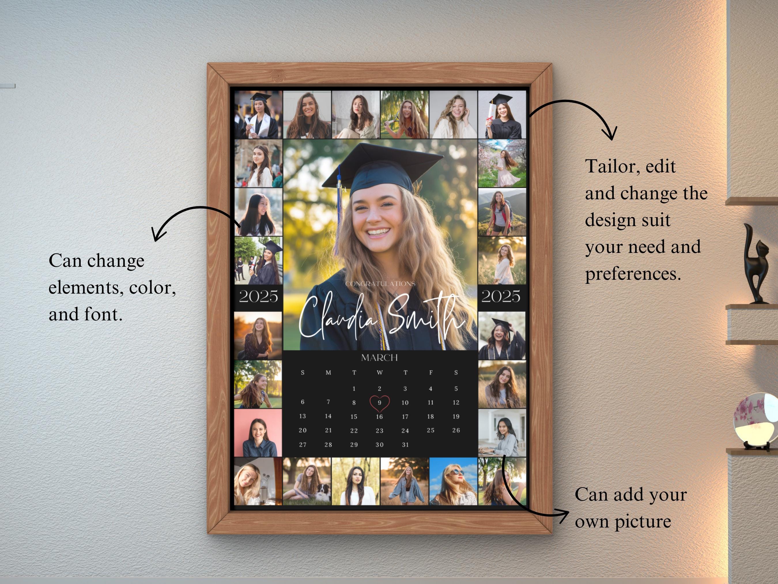 Graduation Photo Collage Calendar Sign, Class of 2026 (digital Template ...