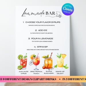 Insegna per il menu del bar della limonata per la festa di laurea, istruzioni per il menu delle bevande, insegna per la classe del 2025
