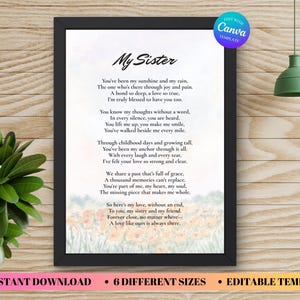 Sister Poem Print: Heartfelt Sisterhood Gift (Digital Download)