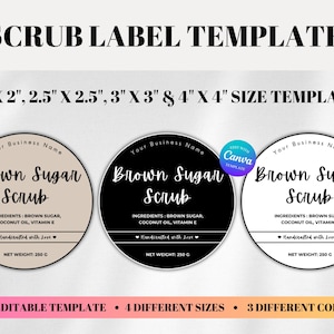 Sticker inblikken, zelfgemaakt cirkel- en rond label, afdrukbare sjabloon scrub, rond bliketiket bewerkbaar
