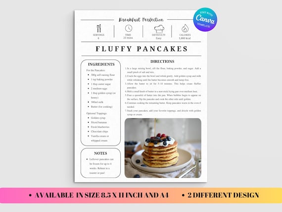 Recipe Card Planner Template Editable, Minimalist Kitchen Printable Book, DIY Journal Recipe Guide Custom