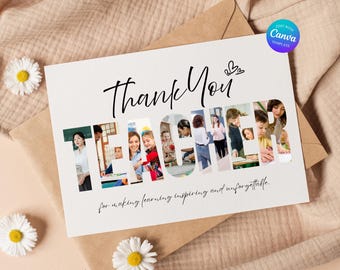 Teacher Photo Collage, Personalized End of Year Gift, Canva Frame Editable (Digital Download)