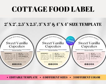 Baking & Cookie Labels, Ingredients Bakery License Stickers, Round Cottage Food Label Template