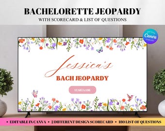 Brautparty Gefahr Spiel, bearbeitbares Partyspiel, Bachelorette Jeopardy, anpassbar, Canva, interaktiv, Bach-Wochenende, Brautdusche, Spaß