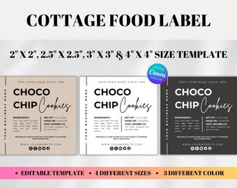 Cottage Food Label Law Template Editable Labels Business Bakery Ingredients & Allergens Stickers Tag