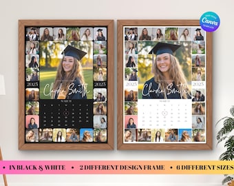 Collage di foto di laurea, ritratto, modello Canva, poster per la bacheca dei ricordi di fine anno, regalo Polaroid per laureati